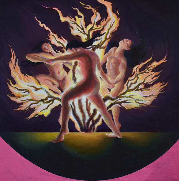 Shame acrylic + gouche wood panel 2023